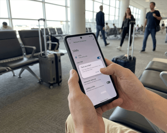 トリファeSIMで現地に着いたら？切り替えタイミングやiPhone・Android別の設定方法・使い方
